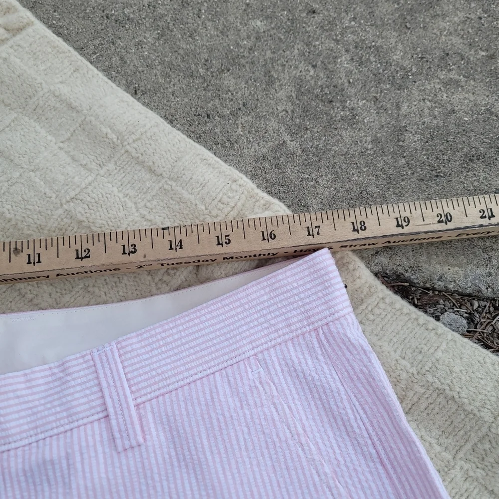 NWT J Crew Rivington Seersucker Striped Cotton Chino Short size 35W Pink White